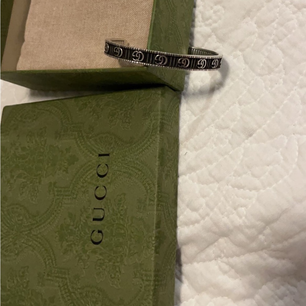 Silver Gucci cuffed bracelet, originally bought for $460, hardly worn
